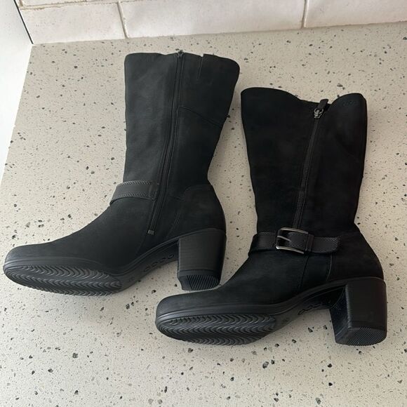 Ecco Women’s Black Leather Tall/Mid Calf Zip Close Regular/Wide Calf Boots Sz 39 - Picture 10 of 16